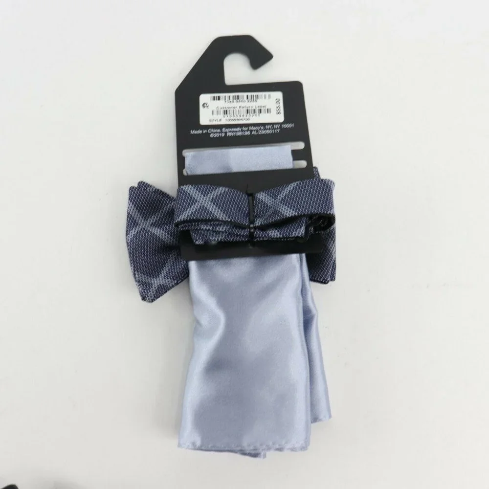 Alfani‎ Mens 2-Pc. Pre-Tied Grid Bow Tie & Solid